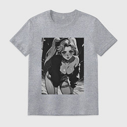 Футболка хлопковая мужская Ребекка в позе - Киберпанк, цвет: меланж