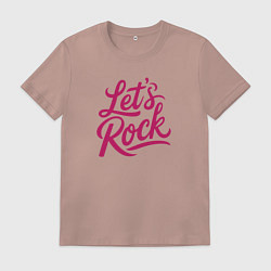 Футболка хлопковая мужская Lets rock Зажигаем, цвет: пыльно-розовый