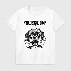 Футболка хлопковая мужская Powerwolf - rock dog, цвет: белый