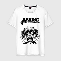 Футболка хлопковая мужская Asking Alexandria - rock dog, цвет: белый