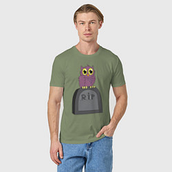 Футболка хлопковая мужская Сова на надгробии, цвет: авокадо — фото 2