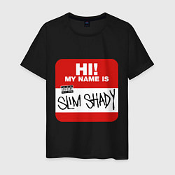 Футболка хлопковая мужская Eminem - slim shady sticker, цвет: черный