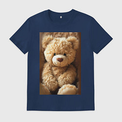 Футболка хлопковая мужская Игрушечный большой медвежонок, цвет: тёмно-синий