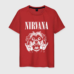 Футболка хлопковая мужская Nirvana rock dog, цвет: красный