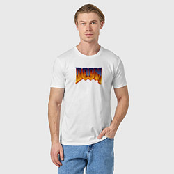 Футболка хлопковая мужская Doom logotype, цвет: белый — фото 2