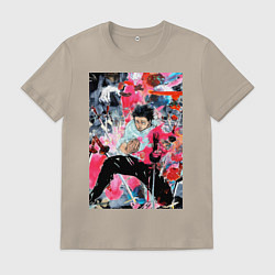 Футболка хлопковая мужская Магическая битва Юта арт, цвет: миндальный