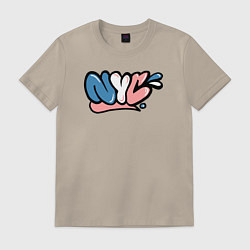Футболка хлопковая мужская Graffiti NYC, цвет: миндальный