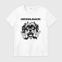 Футболка хлопковая мужская Nickelback - rock dog, цвет: белый