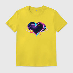 Футболка хлопковая мужская Космическая любовь сердце, цвет: желтый