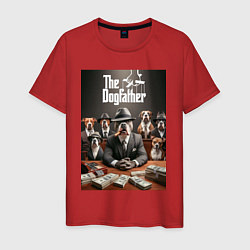 Футболка хлопковая мужская Dog Corleone and his mafia, цвет: красный