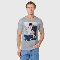 Футболка хлопковая мужская Магическая битва Мэгуми Фусигуро арт, цвет: меланж — фото 2
