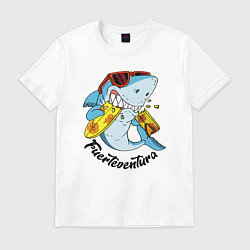 Футболка хлопковая мужская Fuerteventura summer style - shark, цвет: белый