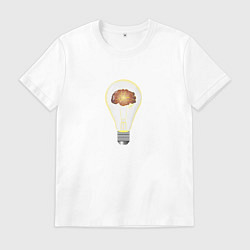 Футболка хлопковая мужская Лампочка для мозга, цвет: белый