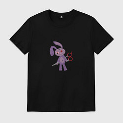 Футболка хлопковая мужская Заяц с ножницами, цвет: черный