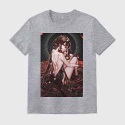 Футболка хлопковая мужская Геншин Ху Тао, цвет: меланж