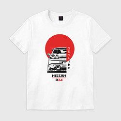 Футболка хлопковая мужская Nissan Skyline R34, цвет: белый