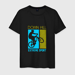 Футболка хлопковая мужская Down hill extreme sport, цвет: черный