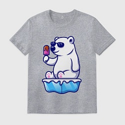 Футболка хлопковая мужская Мишка с мороженым, цвет: меланж