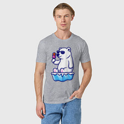 Футболка хлопковая мужская Мишка с мороженым, цвет: меланж — фото 2