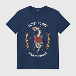 Футболка хлопковая мужская Никому не доверяйте y2k, цвет: тёмно-синий