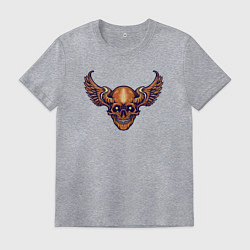 Футболка хлопковая мужская Skull angel, цвет: меланж