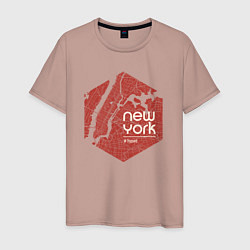 Футболка хлопковая мужская New York hyped, цвет: пыльно-розовый