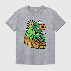 Футболка хлопковая мужская Велосипедное путешествие, цвет: меланж