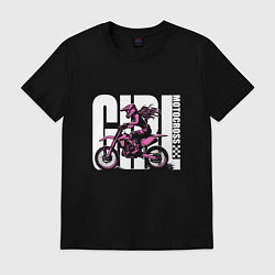 Футболка хлопковая мужская Girl motocross, цвет: черный