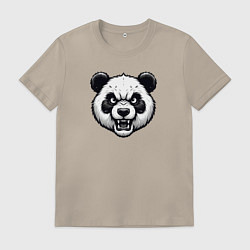 Футболка хлопковая мужская Морда злой панды, цвет: миндальный