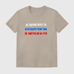 Футболка хлопковая мужская Русский дух - флаг, цвет: миндальный