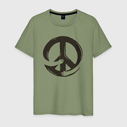 Футболка хлопковая мужская Peace hugs, цвет: авокадо