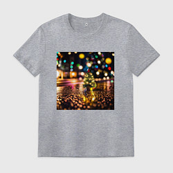 Футболка хлопковая мужская Новогодняя маленькая ёлочка, цвет: меланж