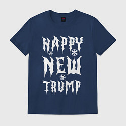 Футболка хлопковая мужская Happy new Trump - motto, цвет: тёмно-синий