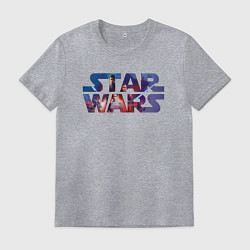 Футболка хлопковая мужская Логотип - Звездные войны, цвет: меланж