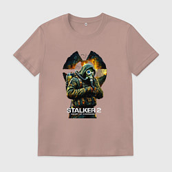 Футболка хлопковая мужская Stalker 2 heart of chornobyl, цвет: пыльно-розовый