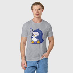 Футболка хлопковая мужская Сонный пингвин, цвет: меланж — фото 2