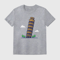 Футболка хлопковая мужская Башня в Пизе, цвет: меланж