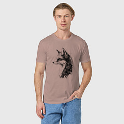 Футболка хлопковая мужская Лис-андроид, цвет: пыльно-розовый — фото 2