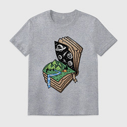 Футболка хлопковая мужская Книга приключений, цвет: меланж