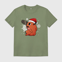 Футболка хлопковая мужская Новогодний Почита из Человек-бензопила, цвет: авокадо