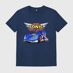 Футболка хлопковая мужская Cool hedgehog - Sonic racing team, цвет: тёмно-синий
