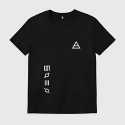 Футболка хлопковая мужская Глифы и логотип 30 Seconds to Mars, цвет: черный