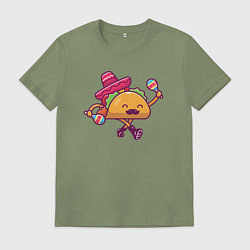 Футболка хлопковая мужская Забавный тако, цвет: авокадо