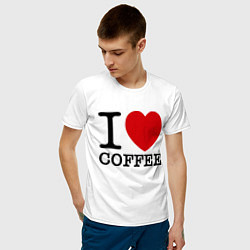 Футболка хлопковая мужская I love coffee, цвет: белый — фото 2