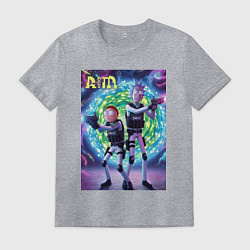 Футболка хлопковая мужская Рик и Морти - космический спецназ, цвет: меланж