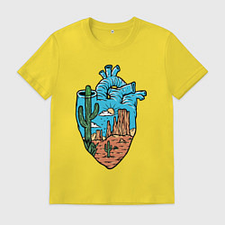 Футболка хлопковая мужская Сердце пустыни, цвет: желтый