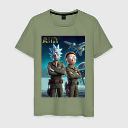 Футболка хлопковая мужская Rick and Morty - air force нейроарт, цвет: авокадо
