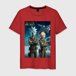 Футболка хлопковая мужская Rick and Morty - air force нейроарт, цвет: красный