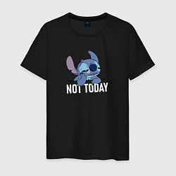 Футболка хлопковая мужская Not today Stitch, цвет: черный