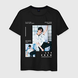Футболка хлопковая мужская Lee know stray kids rockstar, цвет: черный